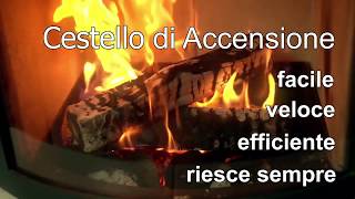 accendere un fuoco senza seccature con pellet di legno e il cestino di accensione [upl. by Lesko]