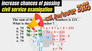 Civil Service Exam Reviewer 2025  Answer How to solve for the largest [upl. by Irac]