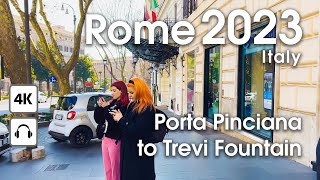 Rome Italy 🇮🇹 Part 2 Porta Pinciana to Trevi FountainVia Vittorio Veneto  4K  Walking tour [upl. by Allesiram786]