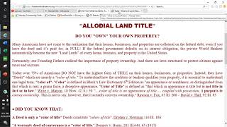 Lets talk about Allodial Titles Land Patents [upl. by Toney349]