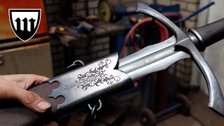 Forging a pattern welded long sword making the scabbard [upl. by Quartet669]