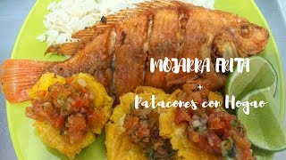 Receta Como hacer mojarra frita perfecta  patacon con hogao casero  Plato tradicional Colombia [upl. by Ahserkal]