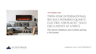 TwinStar International Recalls Infrared Quartz Electric Fireplaces – Sold at Lowe’s [upl. by Akemej]