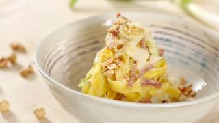 Tagliatelle con prosciutto crudo di Parma e nocciole  Chef Deg  Saporie [upl. by Jamima497]