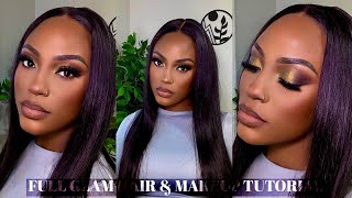 DETAILED FULL GLAM MAKEUP TUTORIAL ALIGRACE GLUELESS 5X6quot HD LACE CLOSURE 24quot HAIR aligracehair [upl. by Dalia]