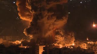 Powerful explosions shake Beirut overnight amid Israeli bombardment [upl. by Kimberli343]