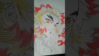 Dibujos de kyojuro rengoku  🔥🔥tanjiroukamado kyojuro tanjirou dibujos drawing draw drawings [upl. by Fiester]