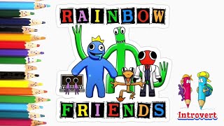 Drawing and Coloring Rainbow friends Coloring book For kids and toodlersLearn ColorsBlue amp green [upl. by Elwira365]