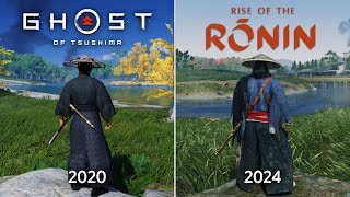 Ghost of Tsushima vs Rise of the Ronin  Physics and Details Comparison [upl. by Assyram]