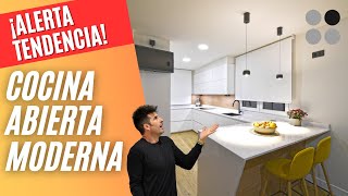 Cocina BLANCA y MADERA Abierta con Peninsula Cocinas CJR [upl. by Chisholm385]