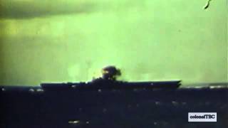 Kamikaze attacks USS Lexington CV16  5 November 1944 [upl. by Tdnarb164]