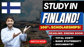 Study In Finland Up to 100 Scholarships In 2024  Total Process amp Cost Details [upl. by Monro]