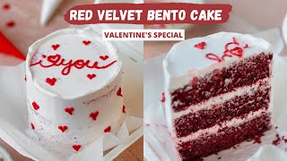 Red Velvet Bento Cake Eggless Lunch Box Cake  GIVEAWAY  Valentines Day Bento Cakes At Home [upl. by Silrac853]