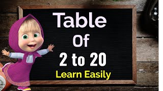 Learn Multiplication Table of 2 to 20 Table 2 to 20 2 se 20 ka pahada Table learning Maths table [upl. by Anaejer]