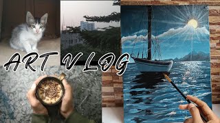 BANGLA Art Vlog  Canvas Painting Idea  Artistic Rifat [upl. by Bjorn]