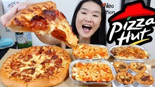 CHEESY PIZZA HUT FEAST Beef Pepperoni Pizza Lasagne amp Baked Chicken Pasta  Eating Show Mukbang [upl. by Parfitt]