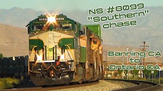 Chasing NS 8099 the quotSouthernquot heritage unit From Banning CA to Ontario CA [upl. by Darrick337]