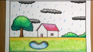 Rain water harvesting drawing How to draw rain water saving drawing [upl. by Eon197]