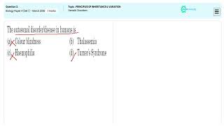Q2 CBSE 2020 Paper 4 Set 1 Principles of Inheritance amp Variation  Genetic Disorders Explained [upl. by Ycam]