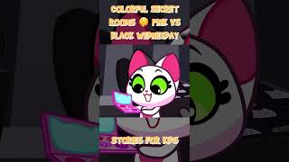 COLORFUL SECRET ROOMS 🤫 PINK VS BLACK WEDNESDAY CHALLENGE 🖤😻Fiery Family shorts forkids [upl. by Mukund194]