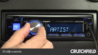 Alpine CDESXM145BT Car CD Receiver Display and Controls Demo  Crutchfield Video [upl. by Ardnaxela]