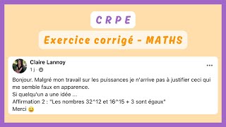 Exercice corrigé  PUISSANCES — MATHS CRPE [upl. by Harv]