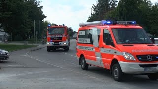 GONG ELW und HLF 20 der BF Reutlingen zur Türöffnung 2 Perspektiven FullLED und Pressluft [upl. by Modern]