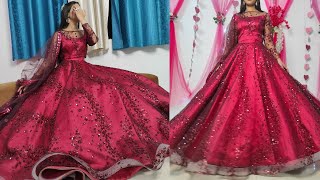 Wedding lehenga cutting and stitching DIY lehenga long dress crop top lehenga bridal lehenga [upl. by Latsyrd]