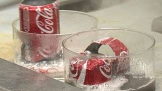 Coke Cans in Acid and Base  Periodic Table of Videos [upl. by Assened]