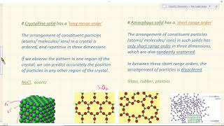 Range of order in Crystalline amp Amorphous Solids  Solid State  Class12 Chemistry  2 [upl. by Cleres]