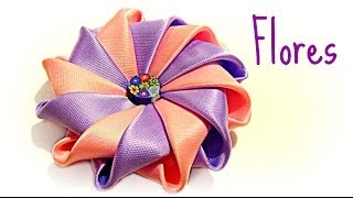 Cómo hacer flores con cinta de raso How to make ribbons flowers [upl. by Chirlin7]