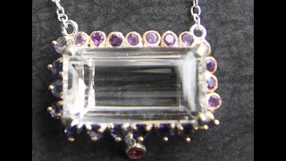 edelsteine kristall schmuck Bergkristall Iolith Amethyst Collier Halskette [upl. by Yeorgi747]