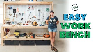 How To Build A Workbench For Your Garage  Easy 2x4 DIY [upl. by Acissev]