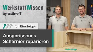 Ausgerissenes Scharnier reparieren  WerkstattWissen  wolfcraft [upl. by Ahseina203]