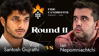 Round 11  Vidit Gujrathi vs Ian Nepomniachtchi  FIDE Candidates 2024 [upl. by Pallas]