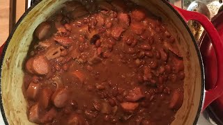 OLD SCHOOL RED BEANS AND RICE WITH SMOKED HAM HOCKS AND SAUSAGE [upl. by Aisyat]