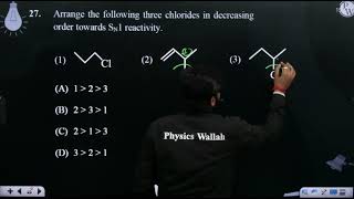 Arrange the following three chlorides in decreasing order towards SN1 reactivity [upl. by Millar800]