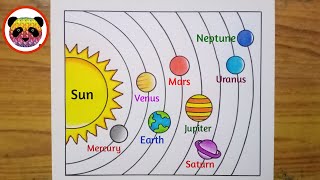 Solar System Drawing  How to Draw Solar System  Solar System Planets Drawing  Solar System [upl. by Debora66]