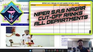 NIPER JEE cutoff ranks for NIPER MOHALI  2023 REAL STATS  niper2024 gpat2024 gpat niperexam [upl. by Miculek]