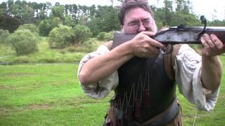 Matchlock Musket Demonstration with Armor Live Rounds [upl. by Haldan]