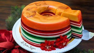 ¡¡GELAFLAN NAVIDEÑO 🎄Gelatina  Flan 🎄 2 Recetas en 1 Solo Postre ¡¡Sin horno Paso a Paso [upl. by Ahsilif]