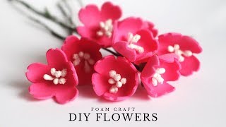 Foam Sheet Flowers  Easy Foam Flowers for DIY Home Decor  Flower Making at Home [upl. by Olzsal]