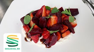 Salade van rode bietjes aardbei en ricotta Michelin waardig recept [upl. by Nageet]