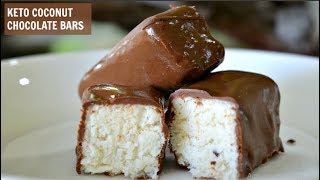 Keto Coconut Chocolate Bars  Keto Bounty Bars  Keto Recipes  LCHF Desserts [upl. by Eecats530]