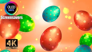 Easter Screensaver  Colored Eggs  Orange Background  10 Hours  4K OLED Safe [upl. by Valida]