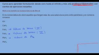 Formulación inorgánica 07 Hidruros metálicos nomenclatura de Stock [upl. by Rehtaef844]