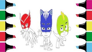 PJ MASKS Coloring Pages Coloring Catboy Owlette and Gekko Coloring for Kids [upl. by Stover]