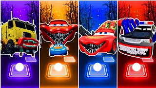 Truck Eater vs Lighting McQueen Eater vs Spider McQueen Eater vs Police Car Eater  Tiles Hop [upl. by Anyak]