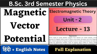 Magnetic Vector Potential  BSc 3rd Semester Physics  Unit2  L13  Magnetostatics [upl. by Dewees]