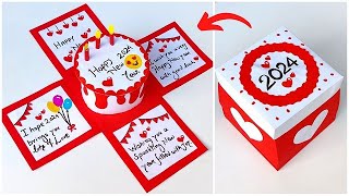 DIY New year Special greeting card 2024  Happy New year card making  New Year gift Box idea [upl. by Jarred]